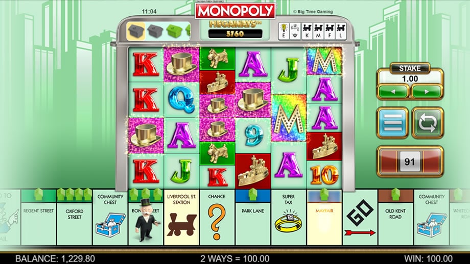 Monopoly Megaways Slot Base Game (Wins)
