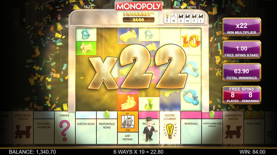 Monopoly Megaways Slots Winning free spin (Feature)