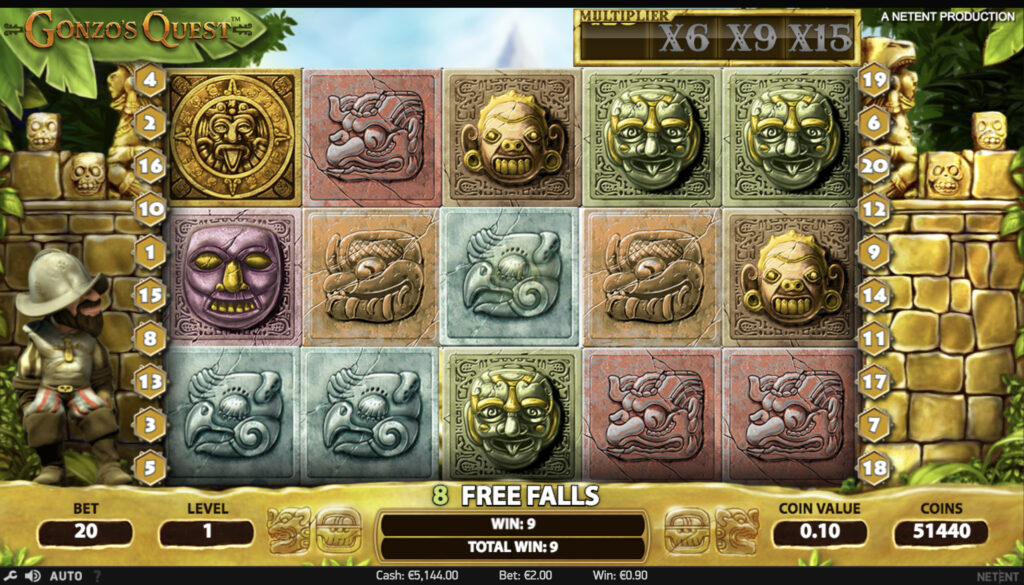 Gonzo's Quest slot Free Falls feature