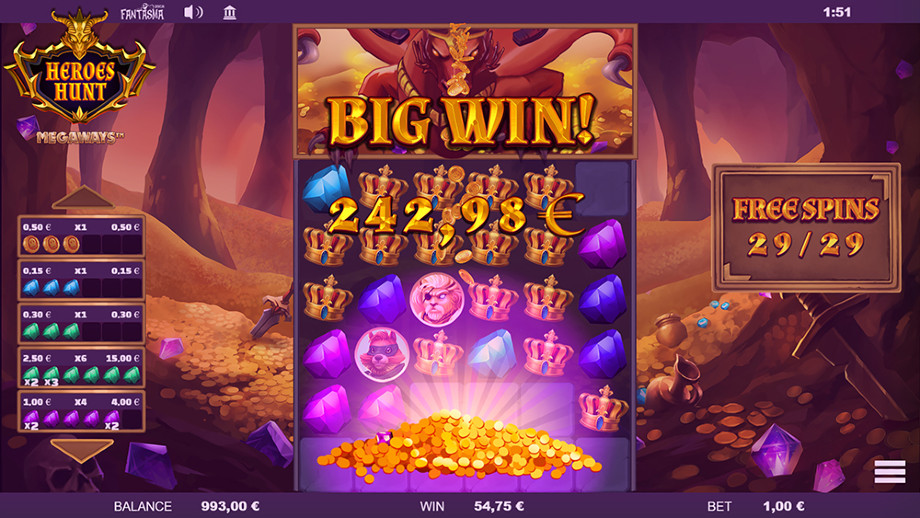Heroes Hunt Megaways Dragon Free Spins feature