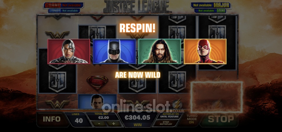 justice league slot super hero respin feature