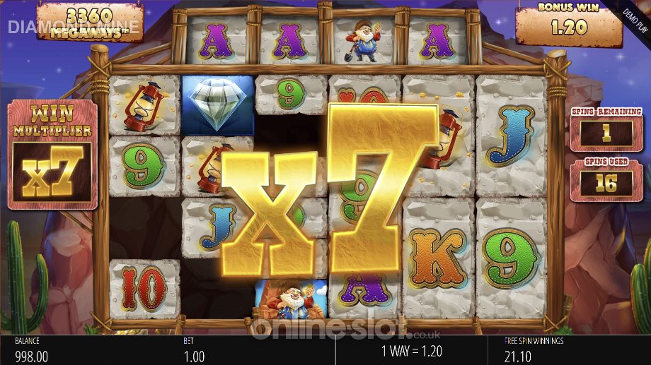 diamond mine megaways slot free spins feature