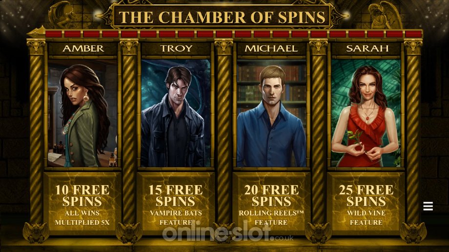 immortal romance slot the chambler of spins features