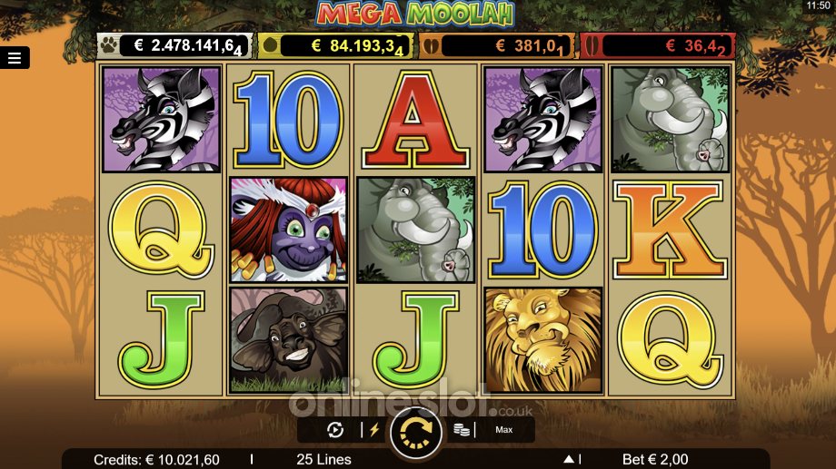 mega moolah slot base game