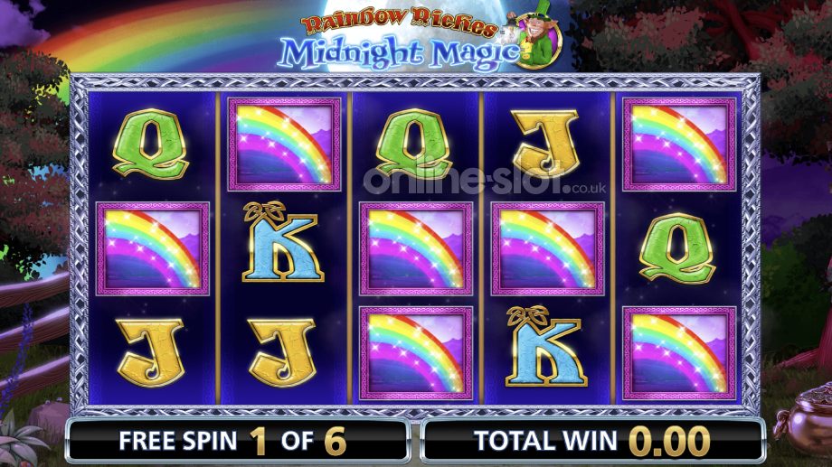 rainbow riches midnight magic slot free spins feature