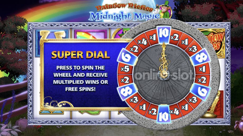 rainbow riches midnight magic slot super dial bonus feature