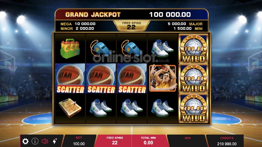 basketball star on fire slot free spins feature