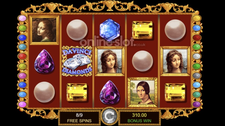 da vinci diamonds slot free spins bonus feature