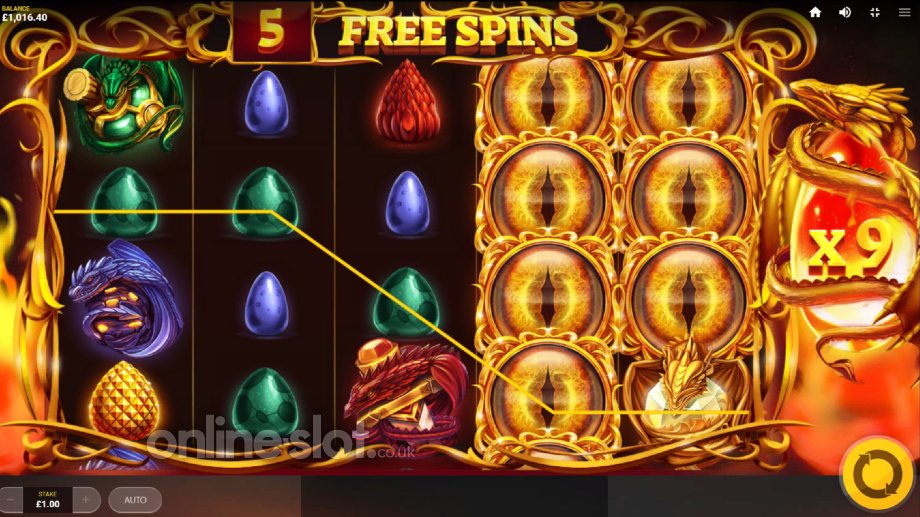 dragons fire slot free spins feature