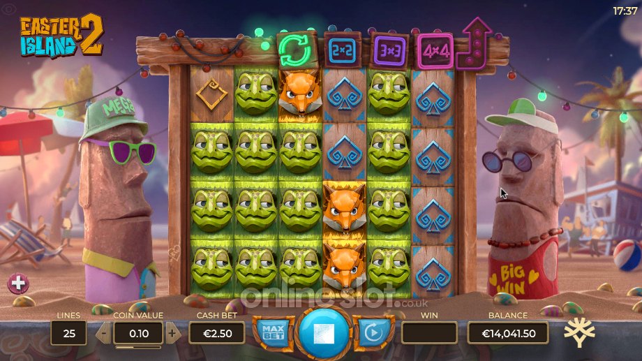 easter island 2 slot symbol swap respin feature