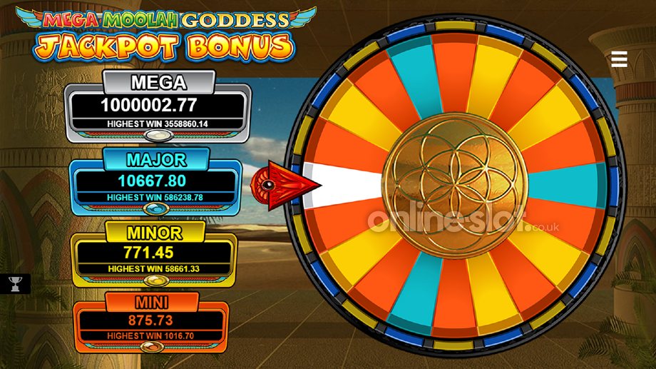 mega moolah goddess slot jackpot bonus feature