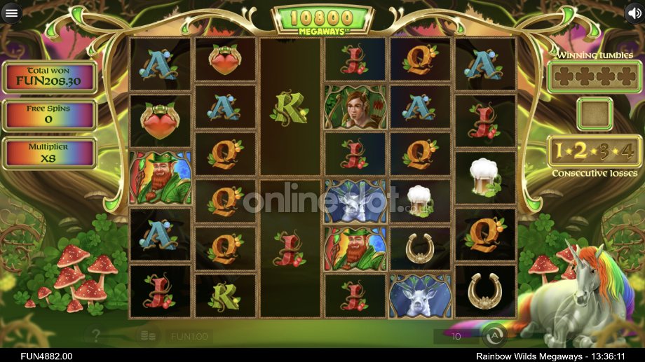 rainbow wilds megaways slot free spins feature