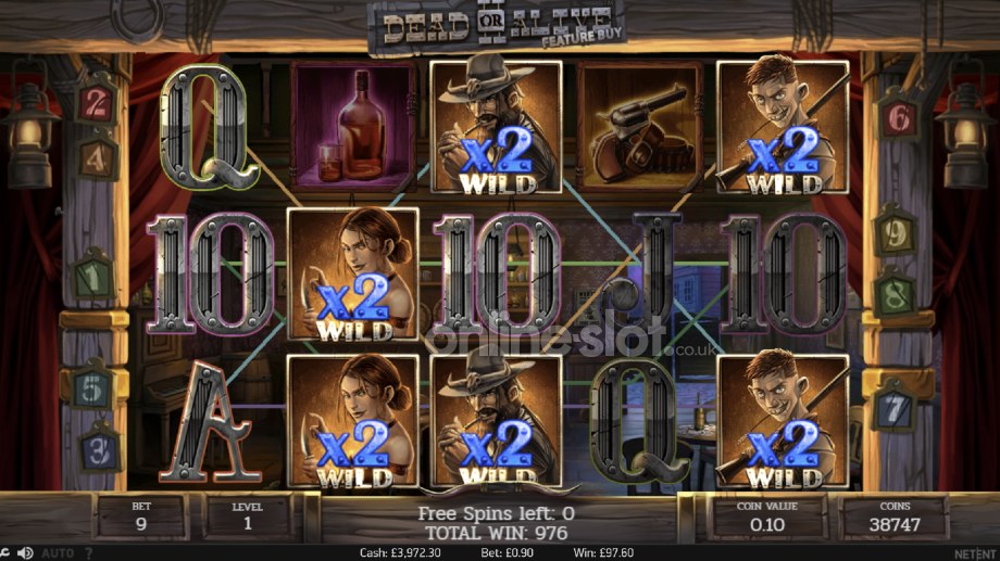 dead or alive 2 slot high noon saloon free spins feature