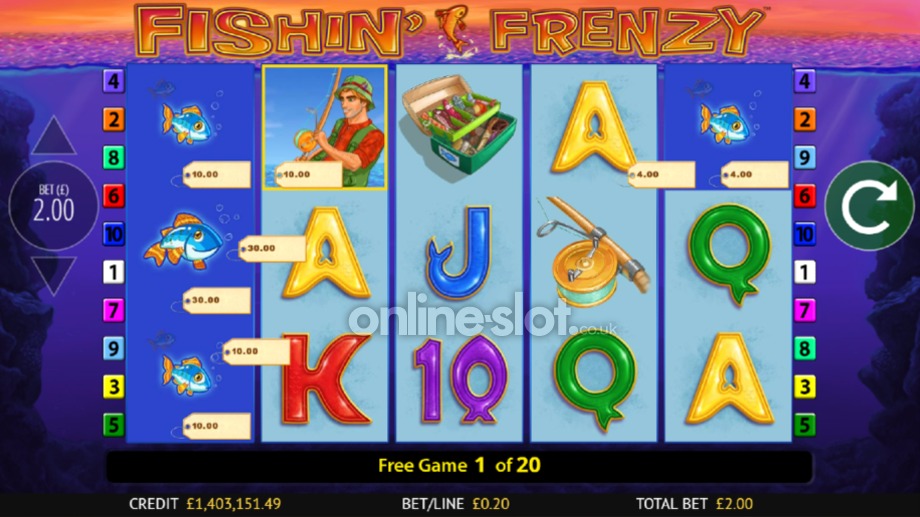 fishin frenzy slot free spins feature