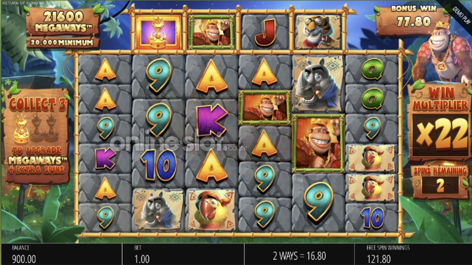 return of kong megaways slot free spins feature