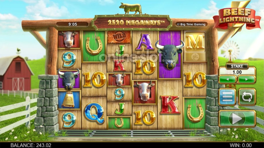 beef lightning megaways slot base game