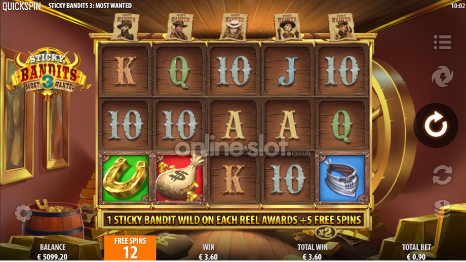 sticky bandits 3 most wanted slot free spins feature