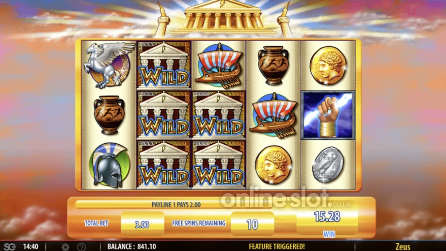 zeus slot free spins feature