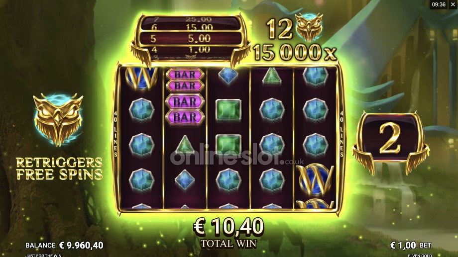 elven gold slot free spins feature