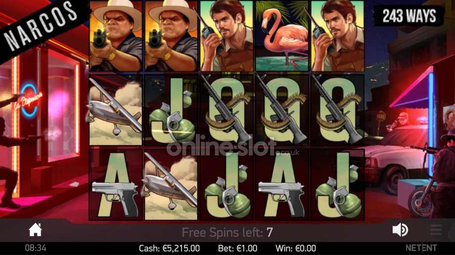 narcos slot free spins feature