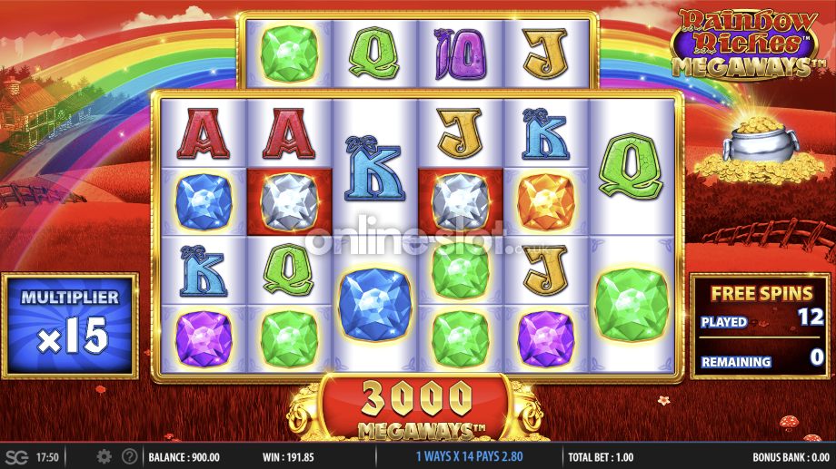rainbow riches megaways slot free spins bonus feature