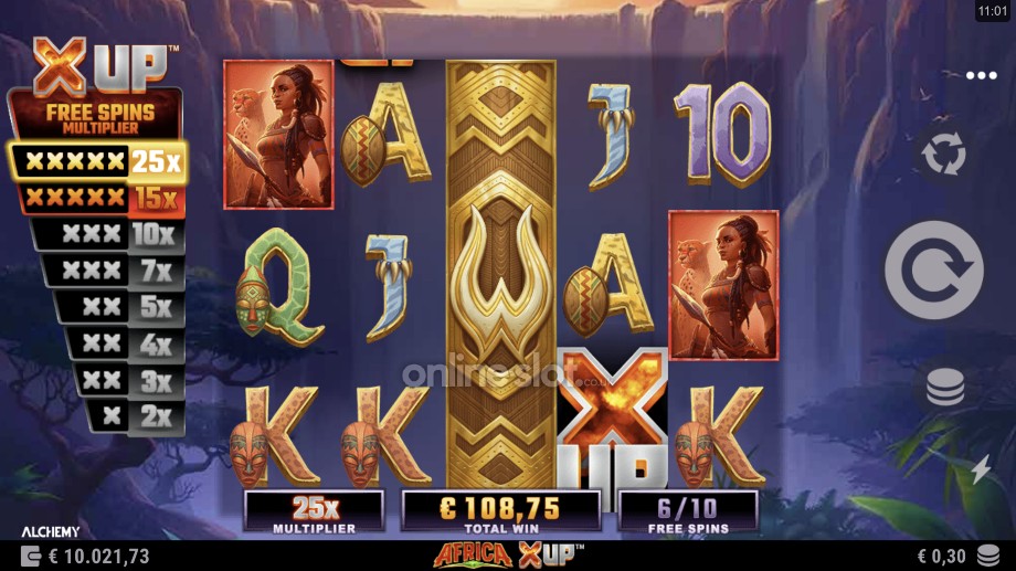 africa x up slot free spins feature