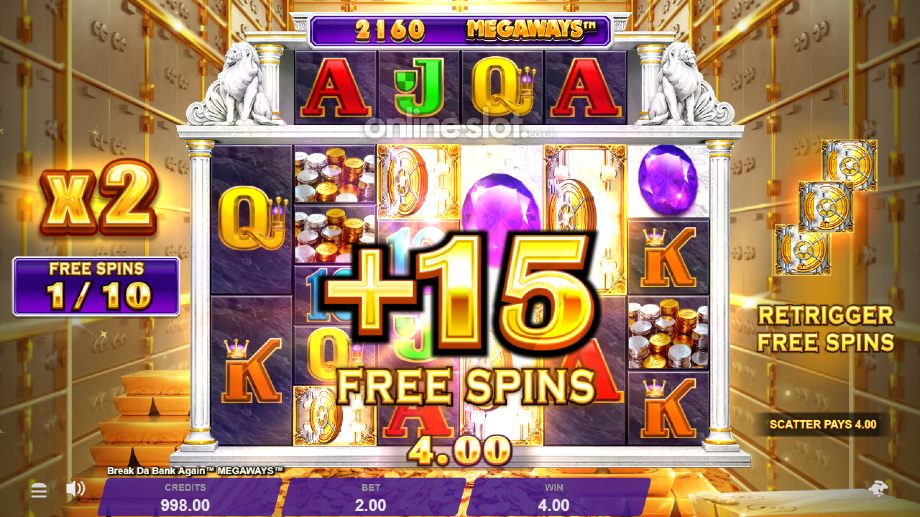 break da bank again megaways slot free spins feature