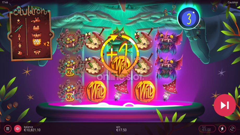cauldron slot free spins feature