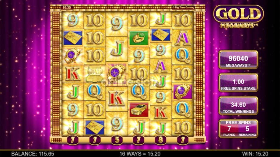 gold megaways slot free spins feature