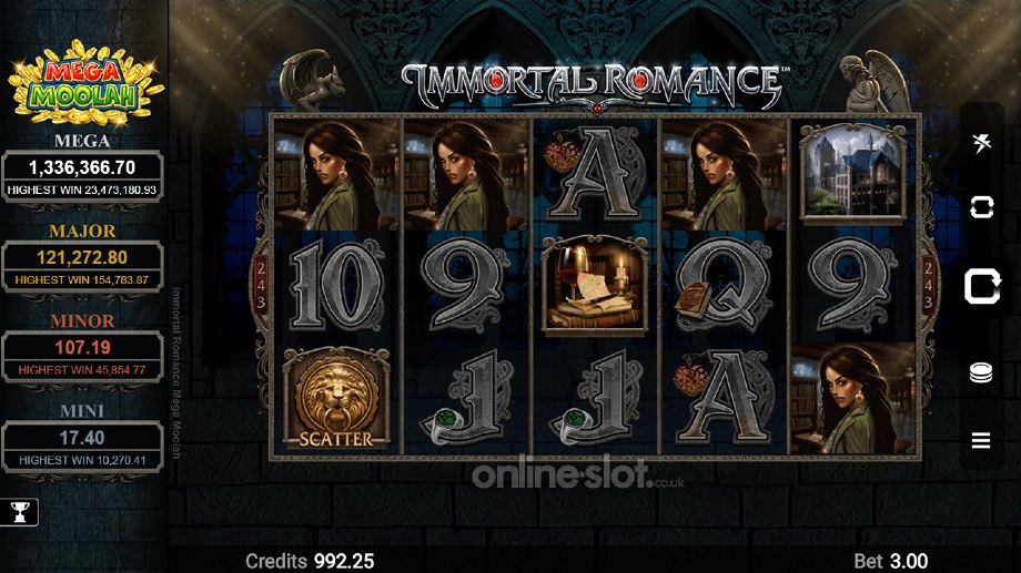 immortal romance mega moolah slot base game