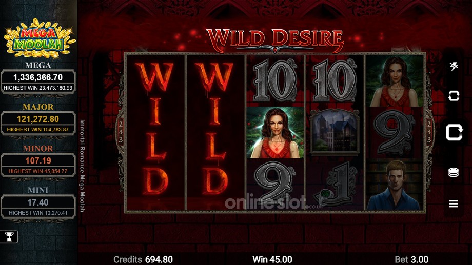 immortal romance mega moolah slot wild desire feature