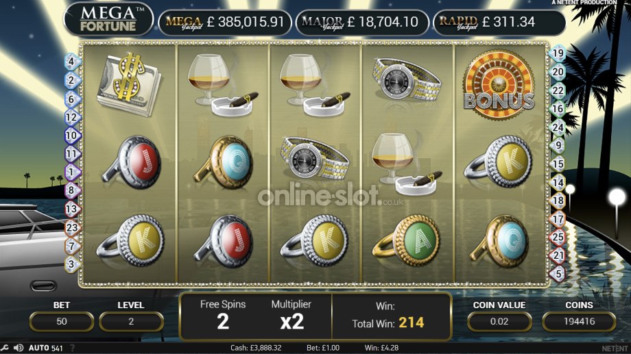 mega fortune slot free spins feature