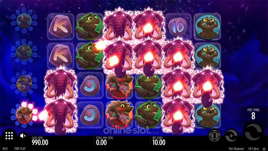 pink elephants slot bonus game feature