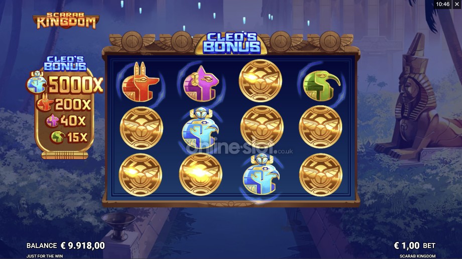 scarab kingdom slot cleos bonus feature