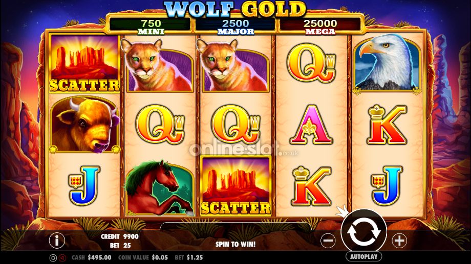 wolf gold slot base game