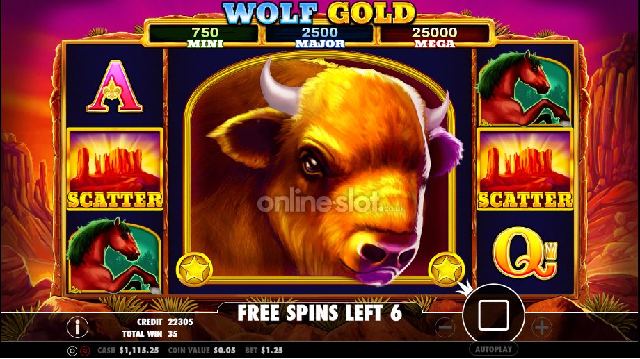 wolf gold slot free spins feature