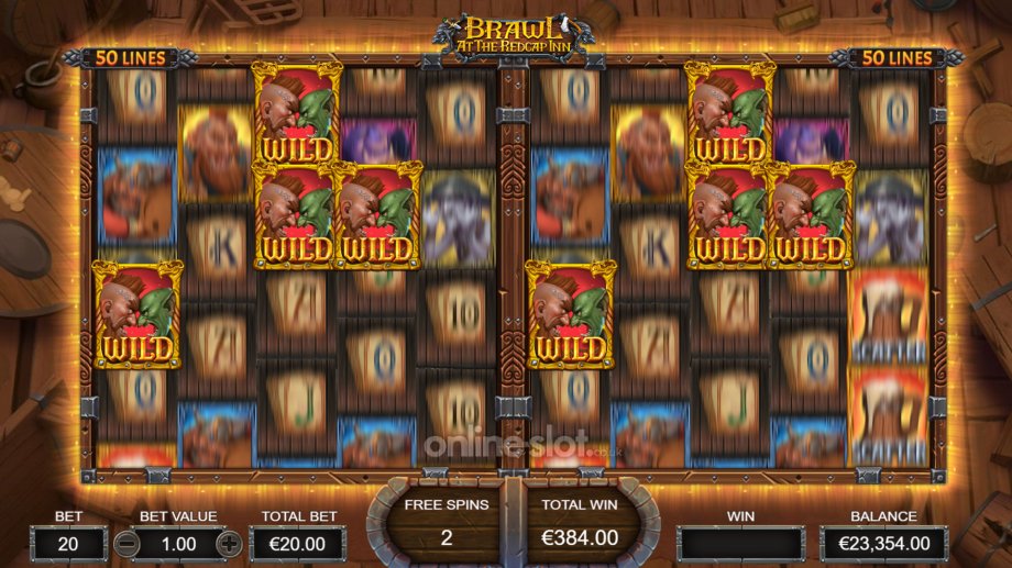 brawl at the red cap inn slot held wild free games feature
