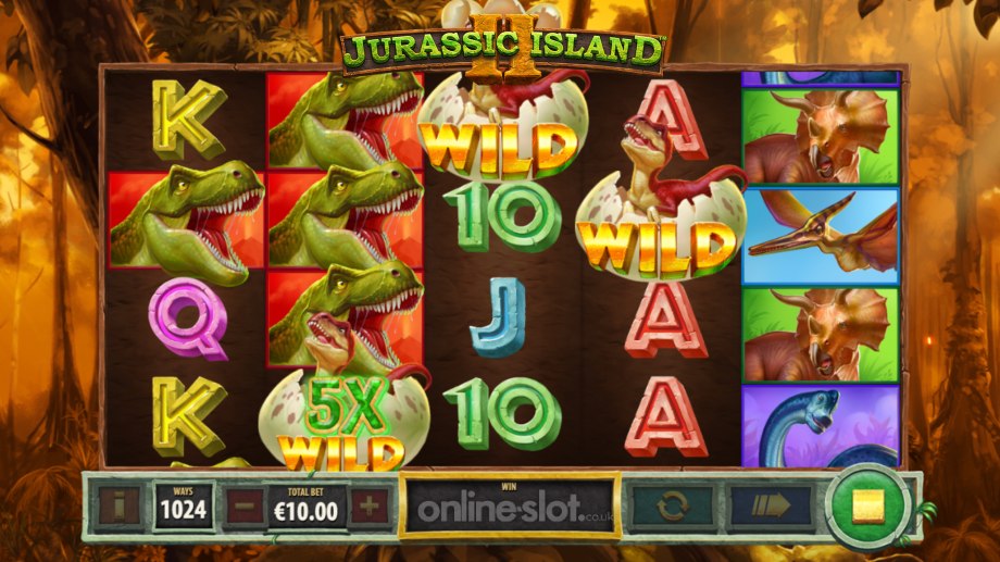 jurassic island 2 slot wild trail feature