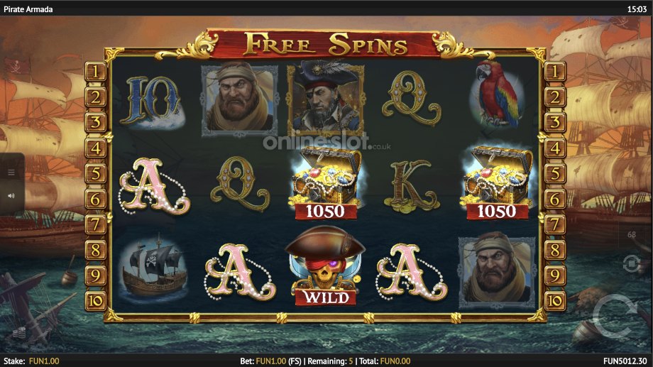 pirate armada slot free spins feature