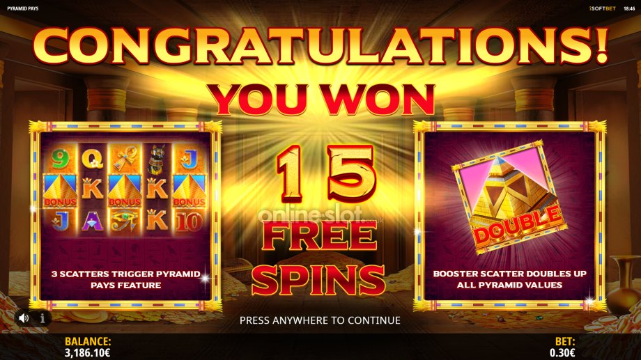 pyramid pays slot free spins feature
