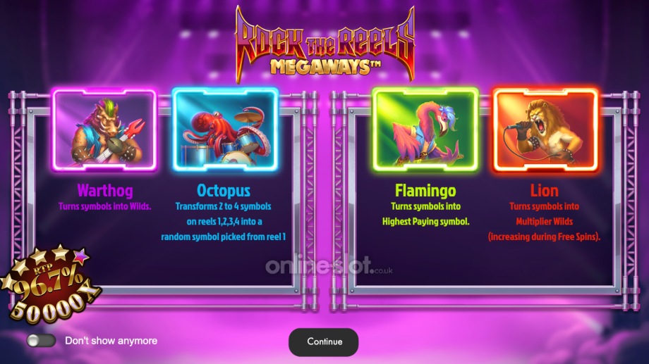 rock the reels megaways slot animal modifier features