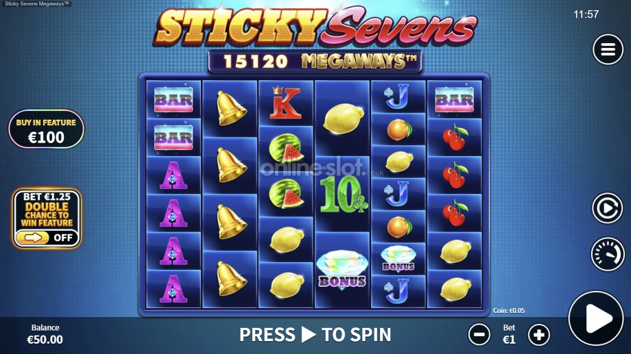 sticky sevens megaways slot base game