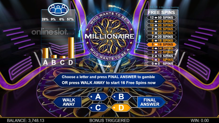 who wants to be a millionaire megaways slot hot seat free spins gamble feature
