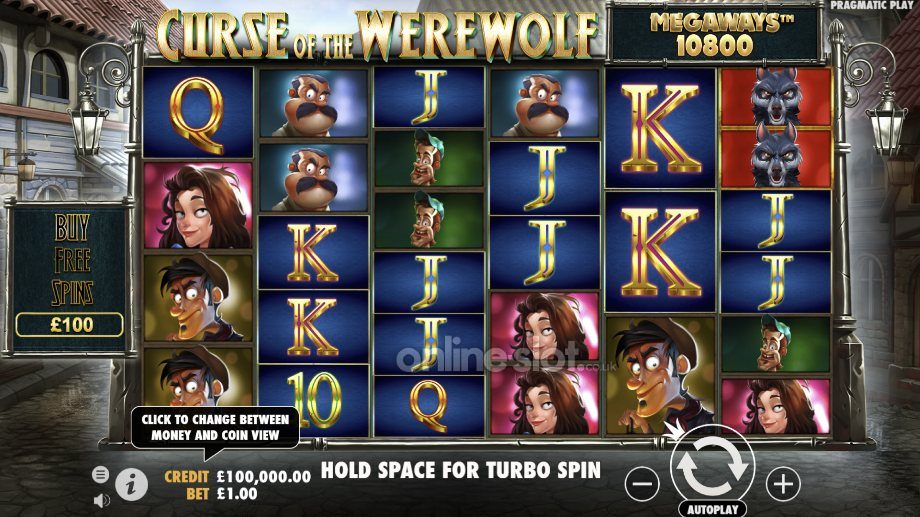 Curse of the Werewolf Megaways slot base game