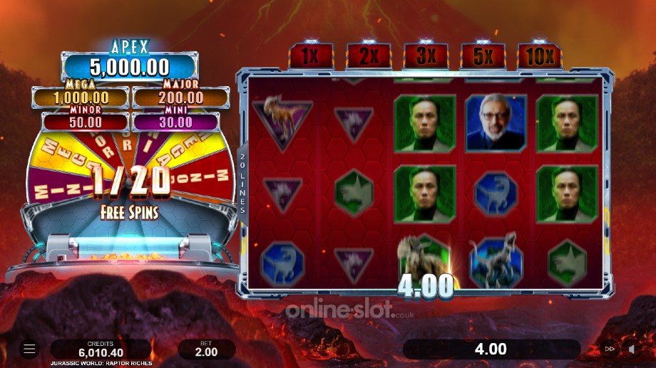 jurassic world raptor riches slot free spins feature