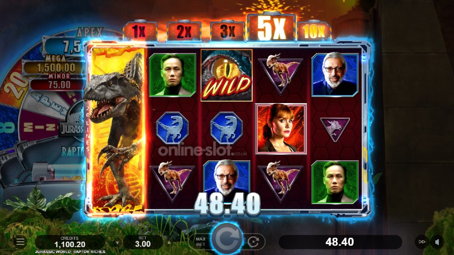 jurassic world raptor riches slot respin feature