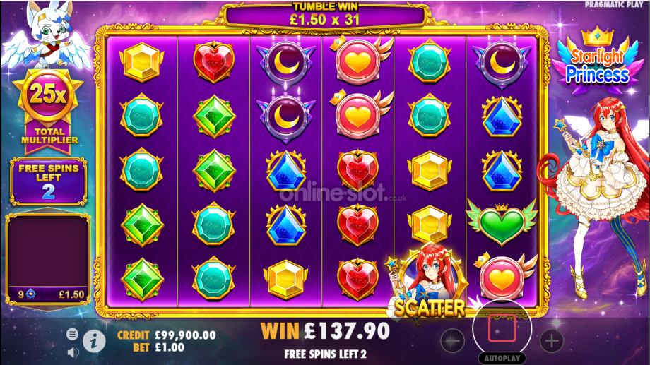 starlight princess slot free spins feature