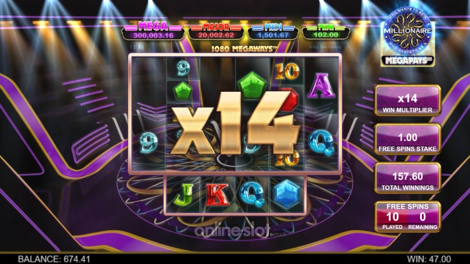 who wants to be a millionaire megapays slot free spins feature