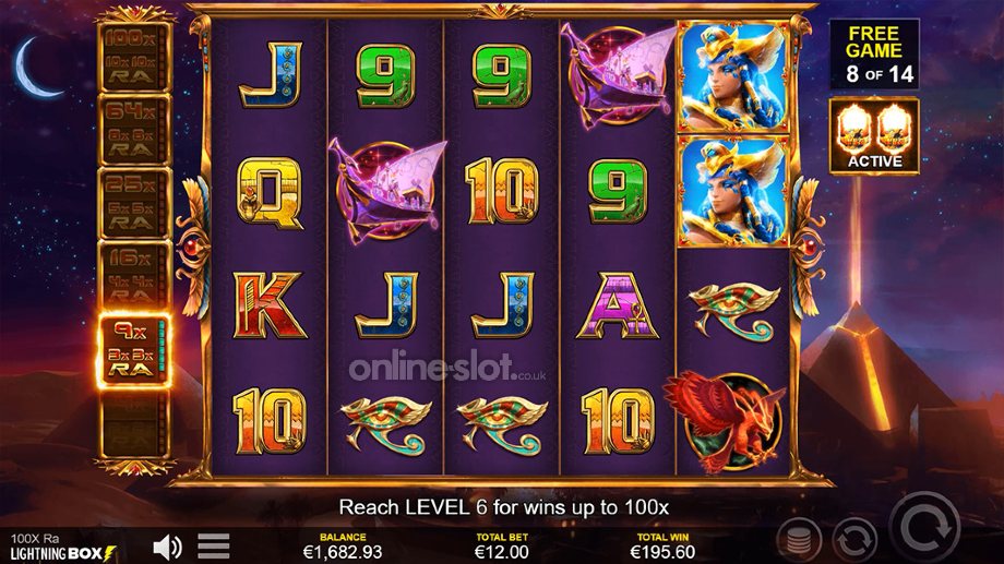 100x ra slot free spins feature