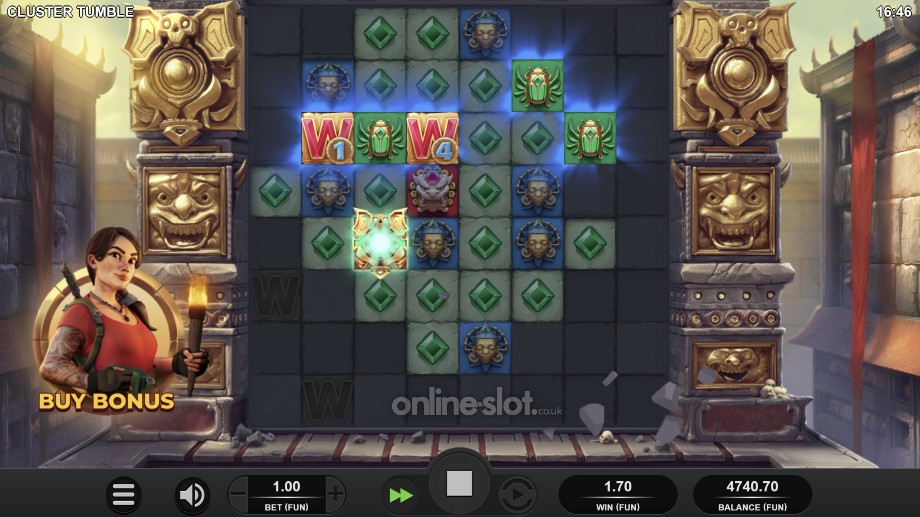 cluster tumble slot lightning win feature